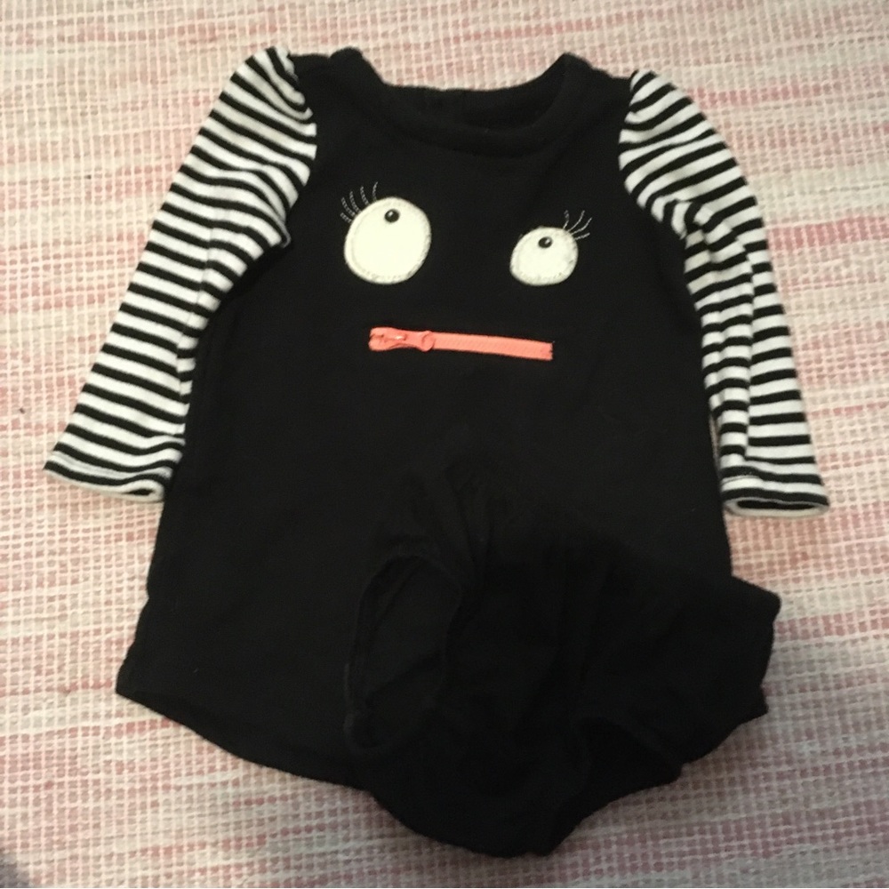 Gap Baby Girl Monster face Halloween dress & bloomers black
